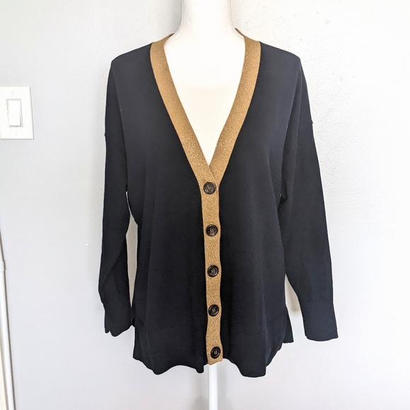 Boden Heidi Navy/Gold Button Front Cardigan Large - Picture 2 of 3